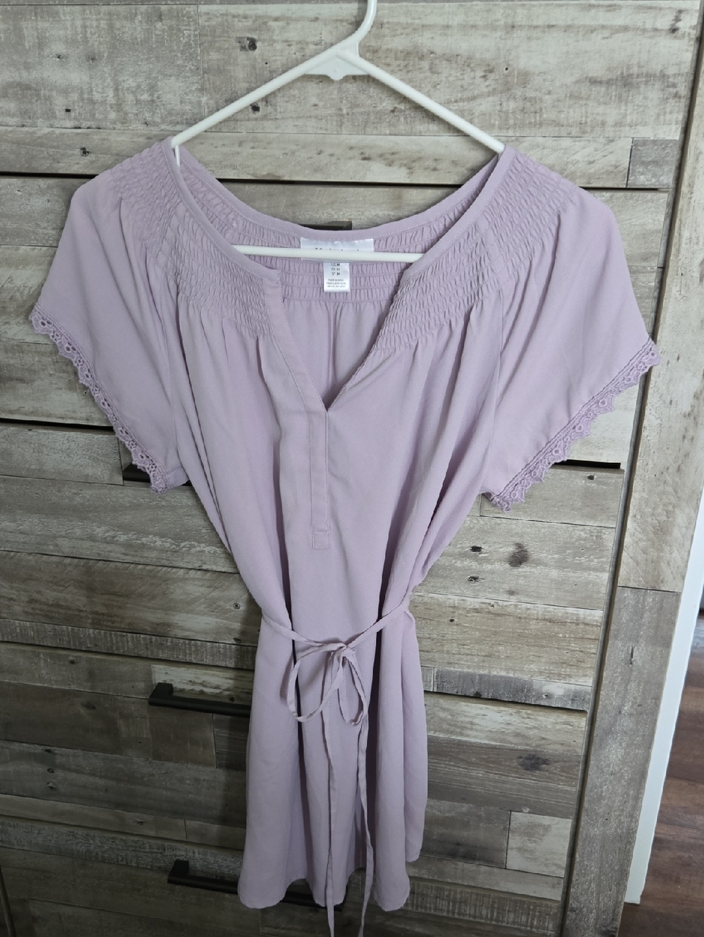 Motherhood Maternity Lavender Tie-Waist Boho Blouse Dress